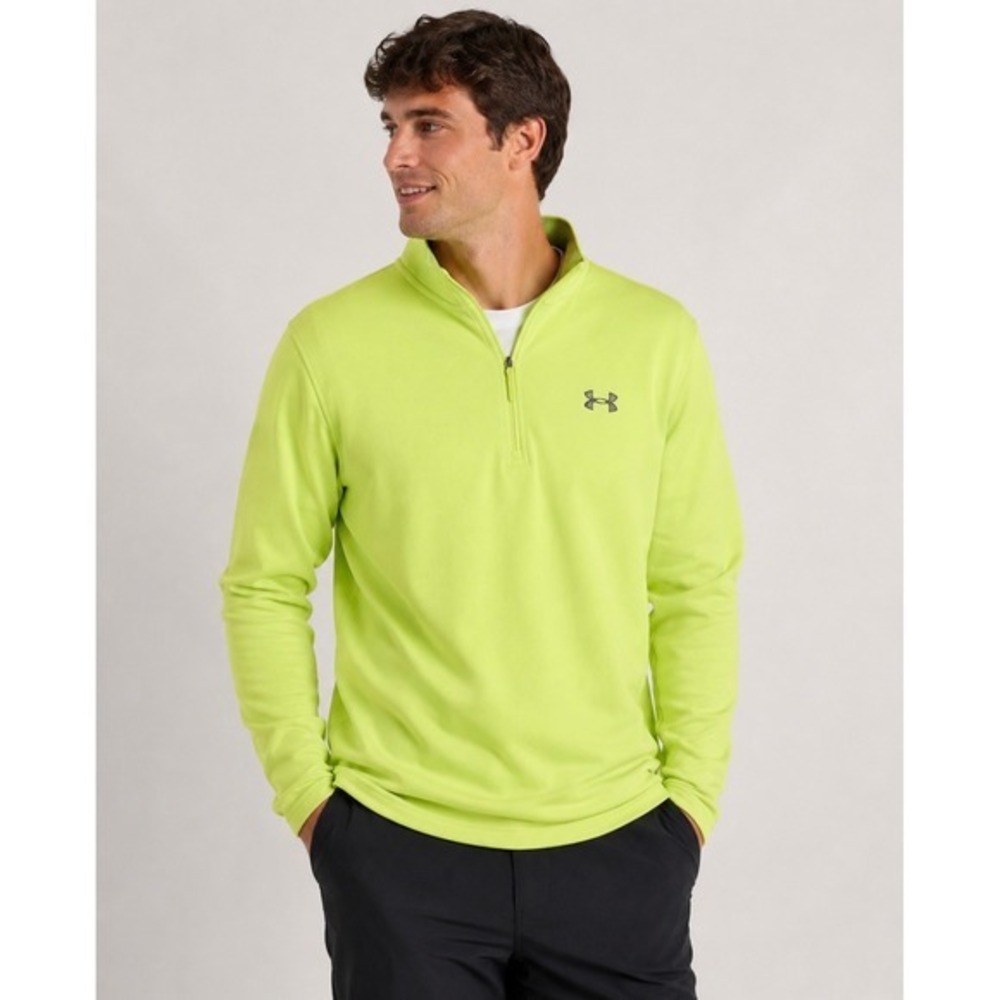 Under Armour Fishing Mens XL Neon Yellow Quarter Zip Fleece Pullover Graphic